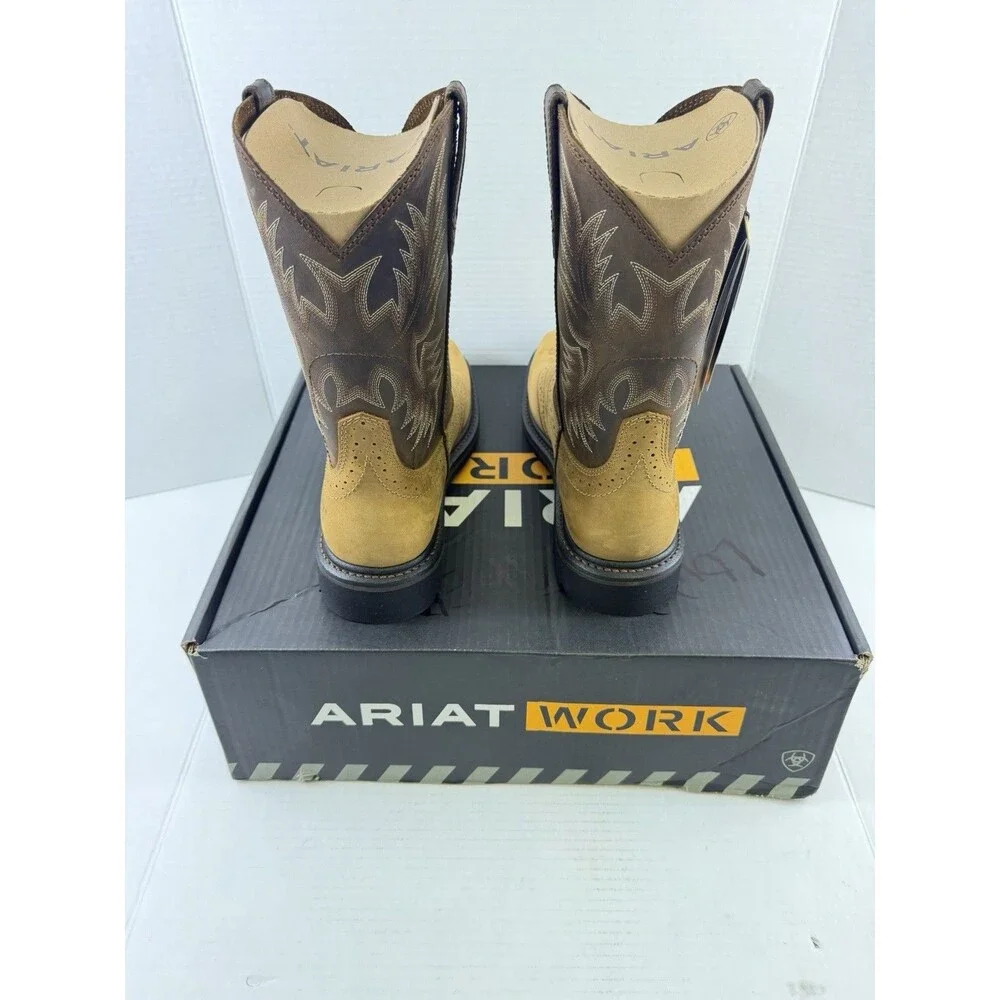 Ariat Mens Size 10 D Sierra Saddle Western Steel Toe Work Boot Aged Bark Brown